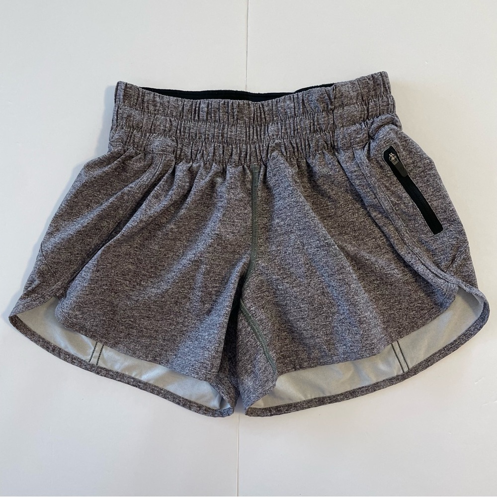 lululemon athletica Heathered Gray Athletic Shorts with Zipper Pocket